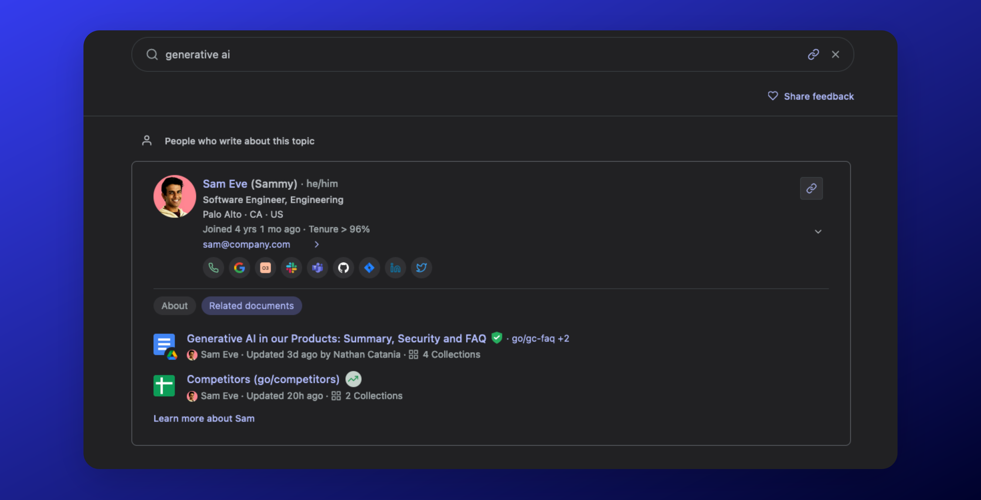 Employee profile interface