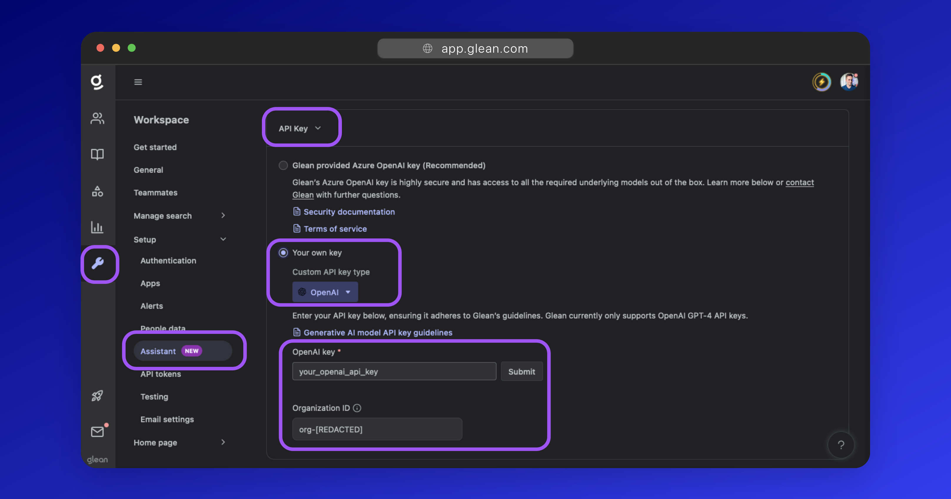 Configure BYOK for OpenAI in Glean