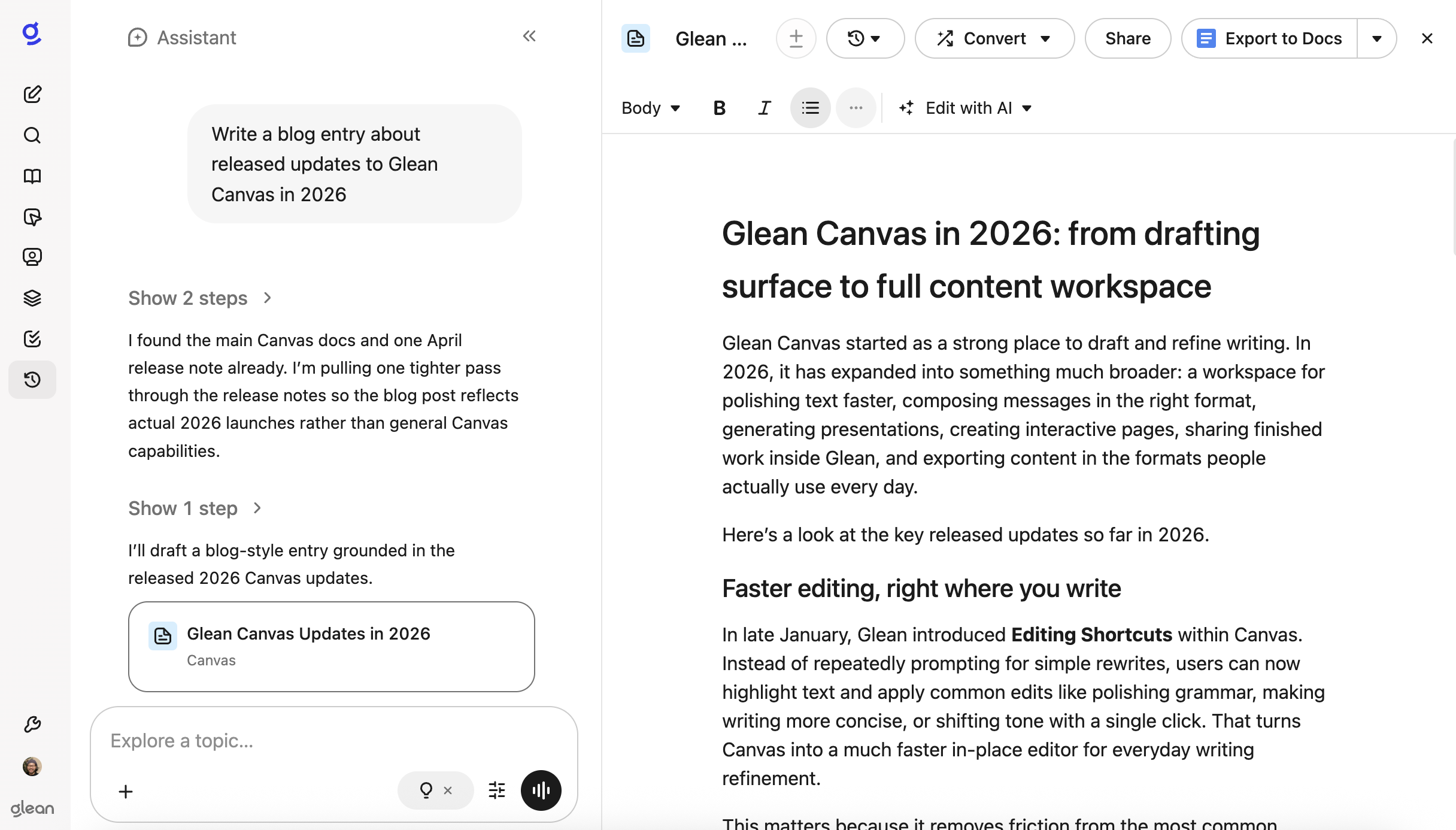 Glean Canvas example