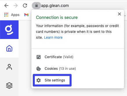 Site settings lock icon