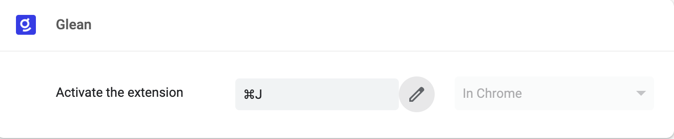 Glean Extension Shortcut