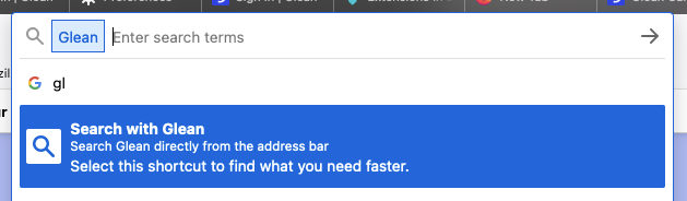 Firefox Glean Search Result