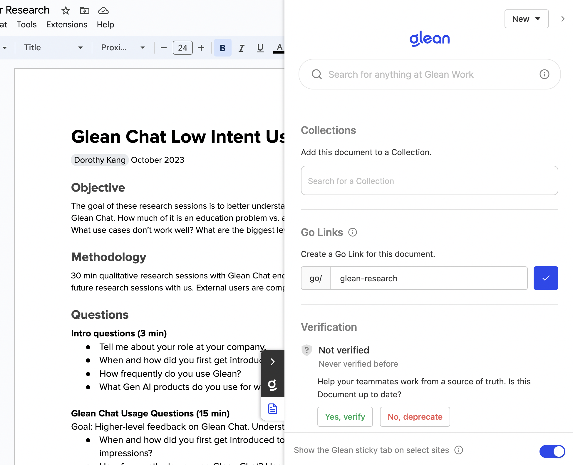 Glean Sidebar