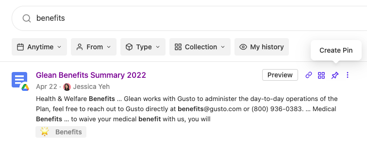Create Pin from Search