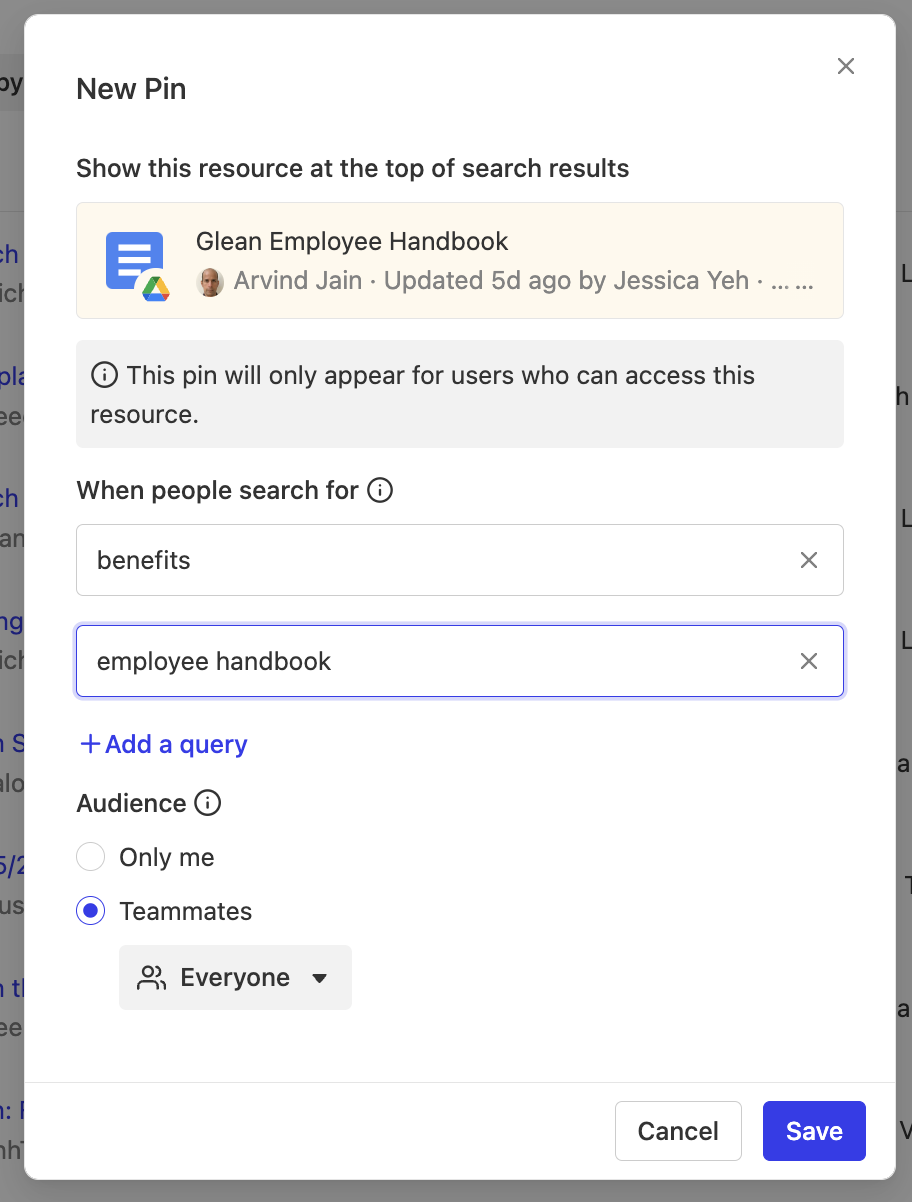 Pin Audience Selection