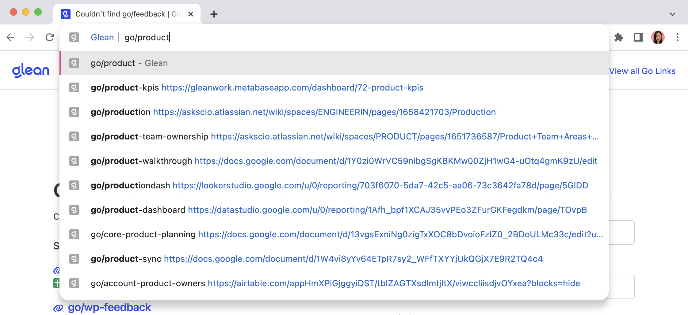 Go Links Autocomplete