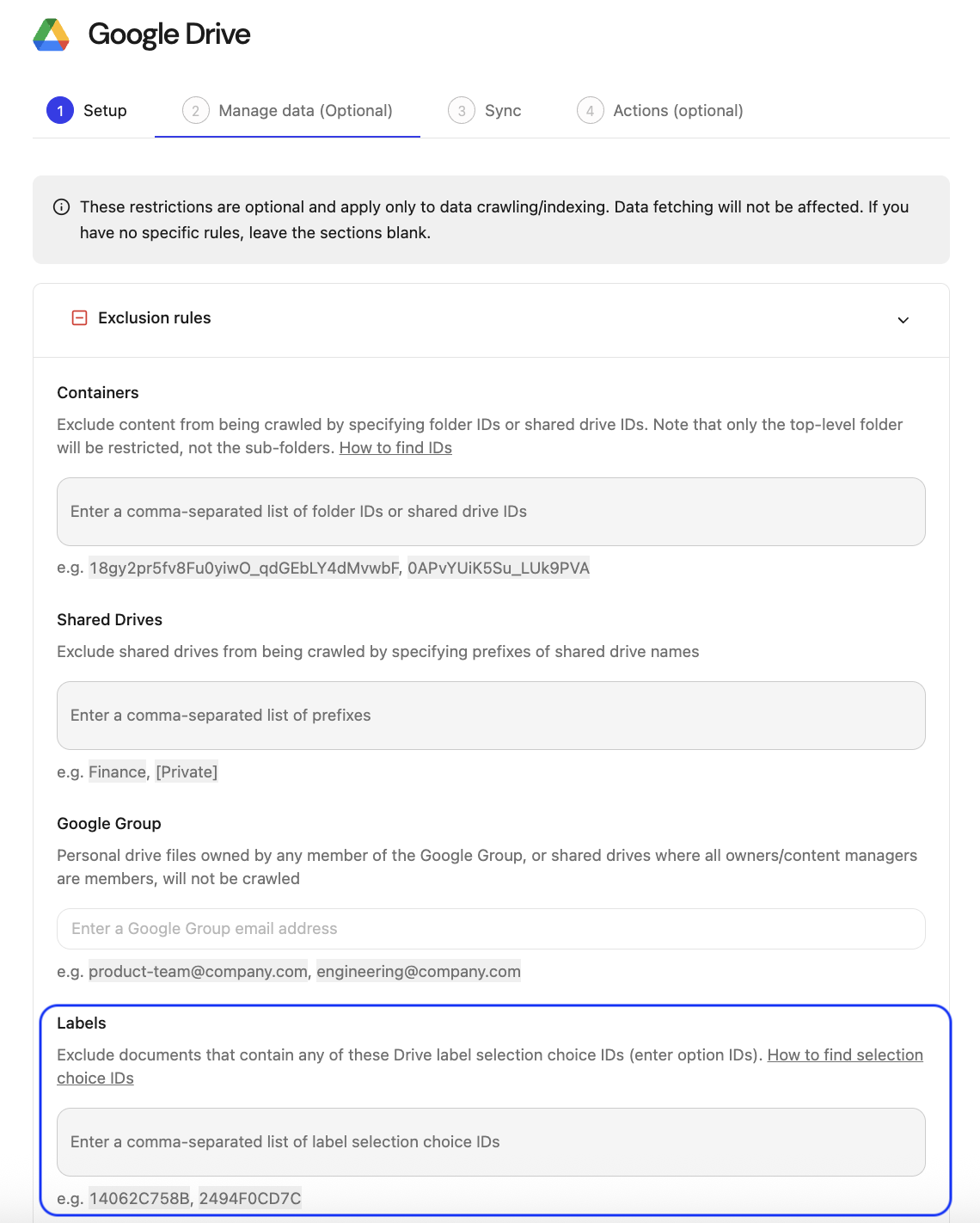 Drive Labels Configuration