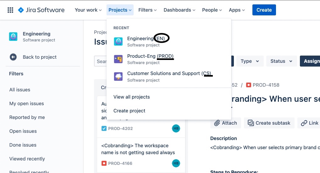 Jira project IDs
