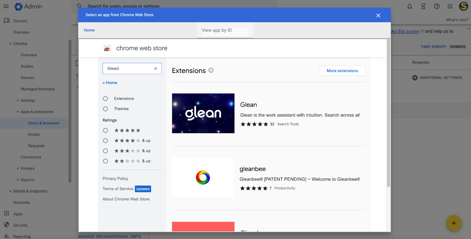 Select Glean Extension