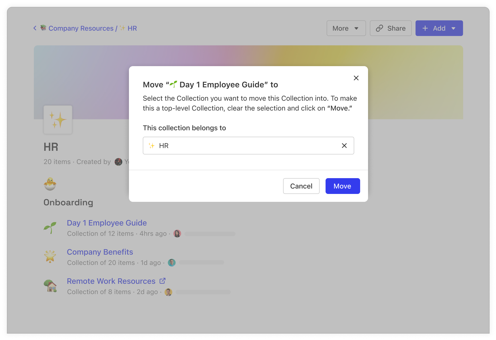 Moving SubCollections