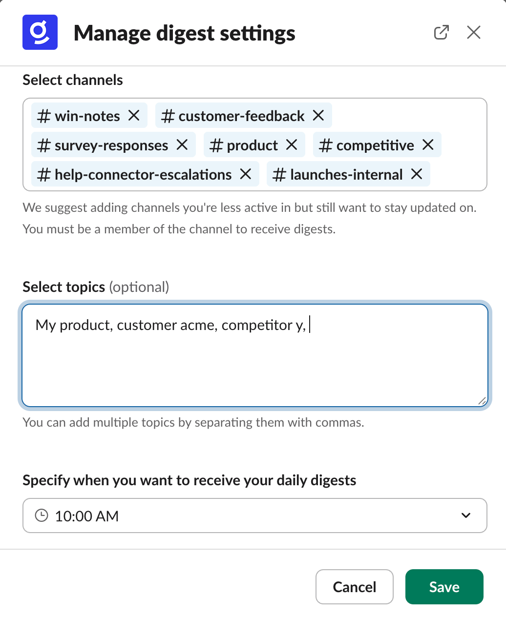Manage Digest Settings