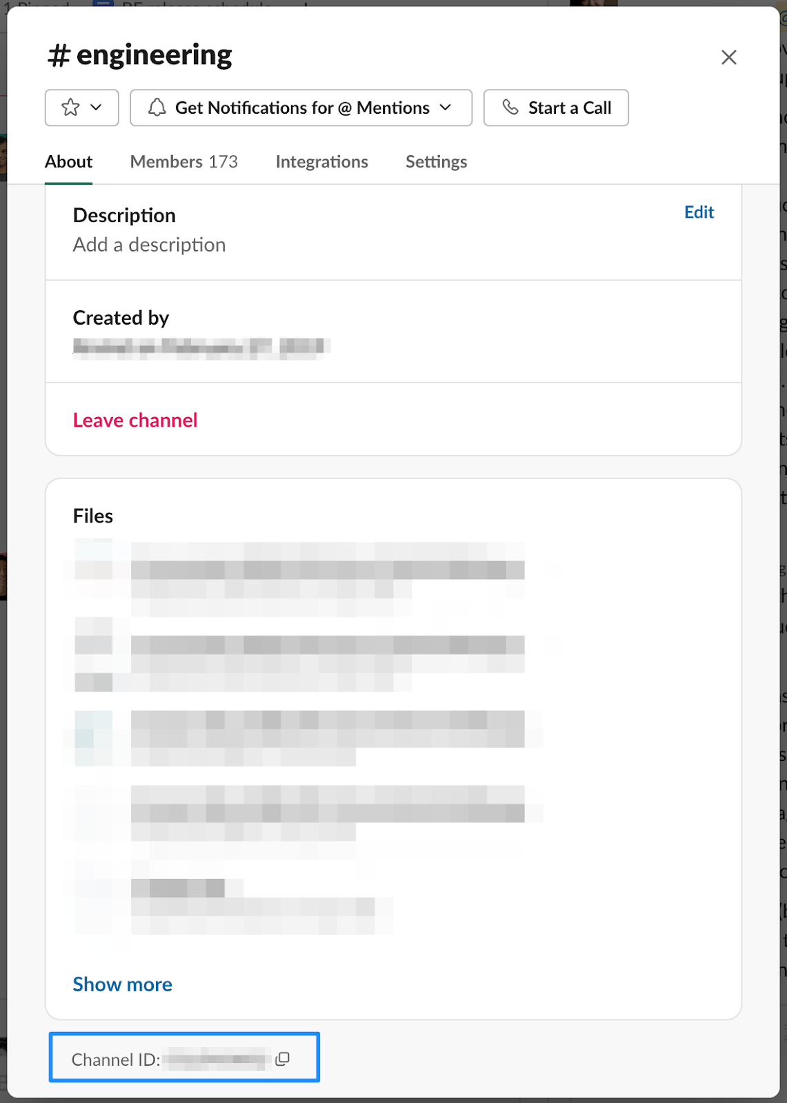 Finding channel ID in Slack