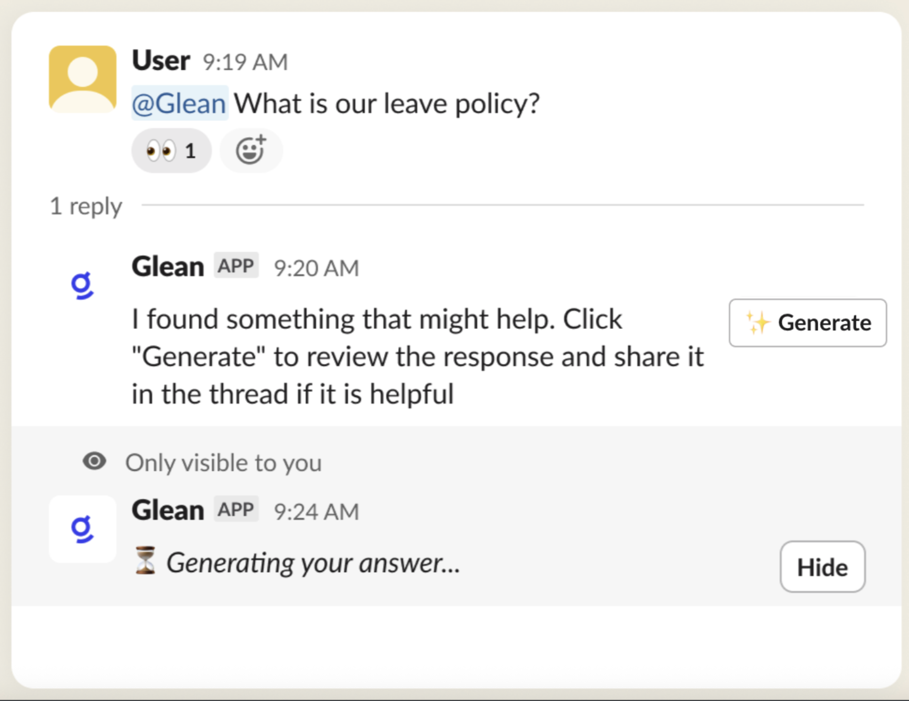 Private generating state shown after clicking View