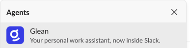 Slack top bar menu showing the Glean app