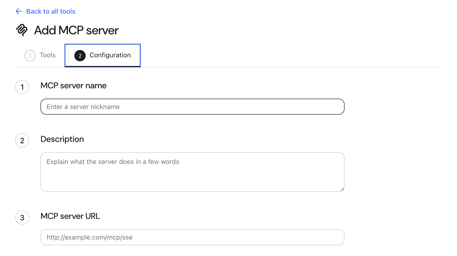 Add MCP server configuration for a custom server