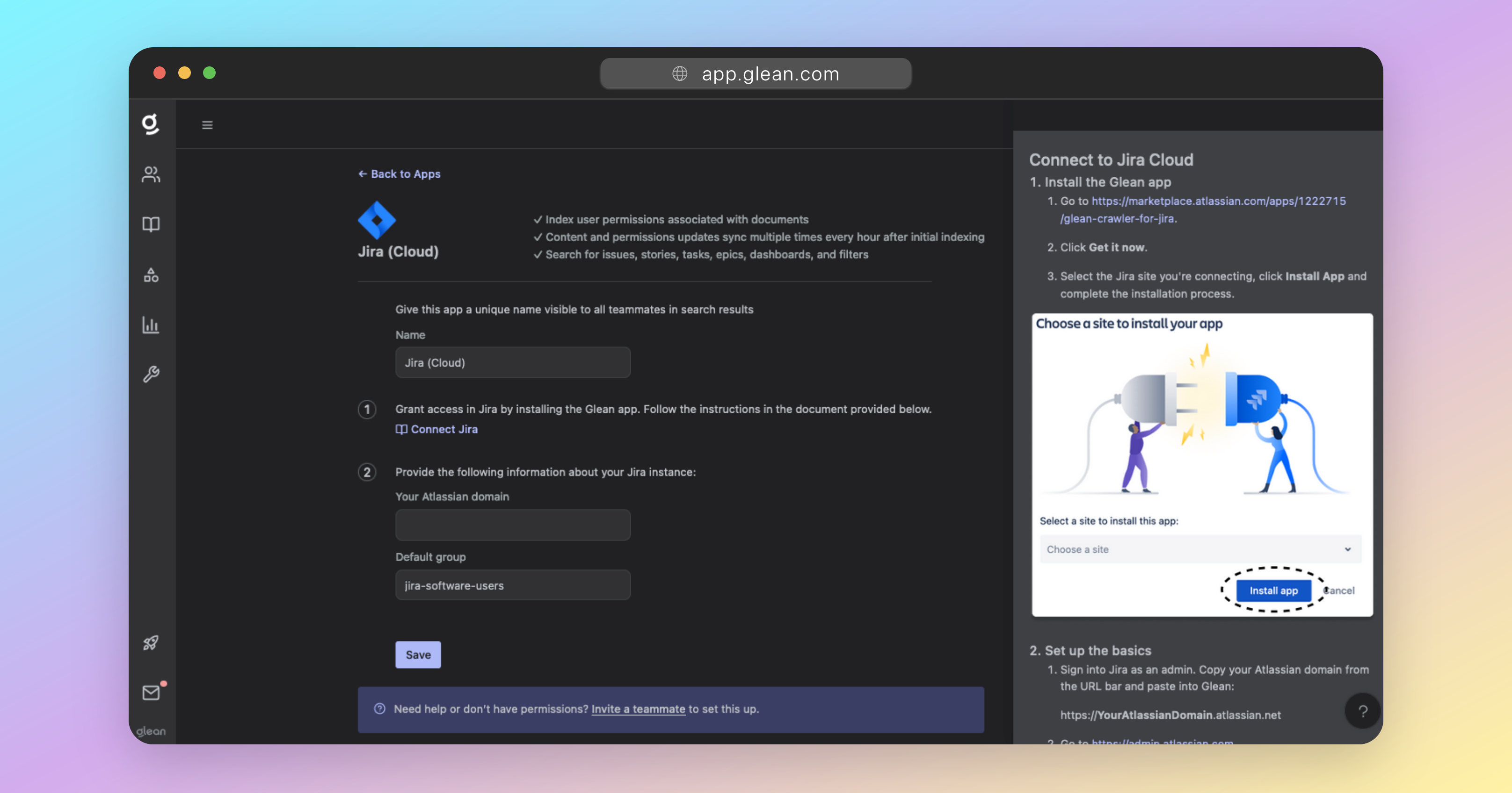Configure the connector as per the Glean instructions