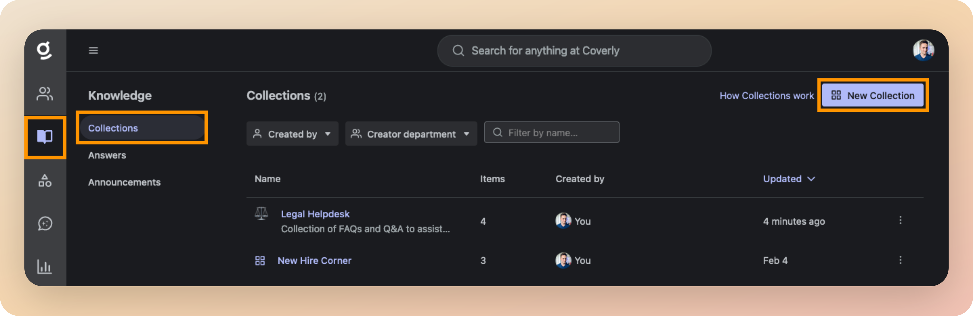 Collections are curated groups of documents or resources that are relevant to specific projects or topics