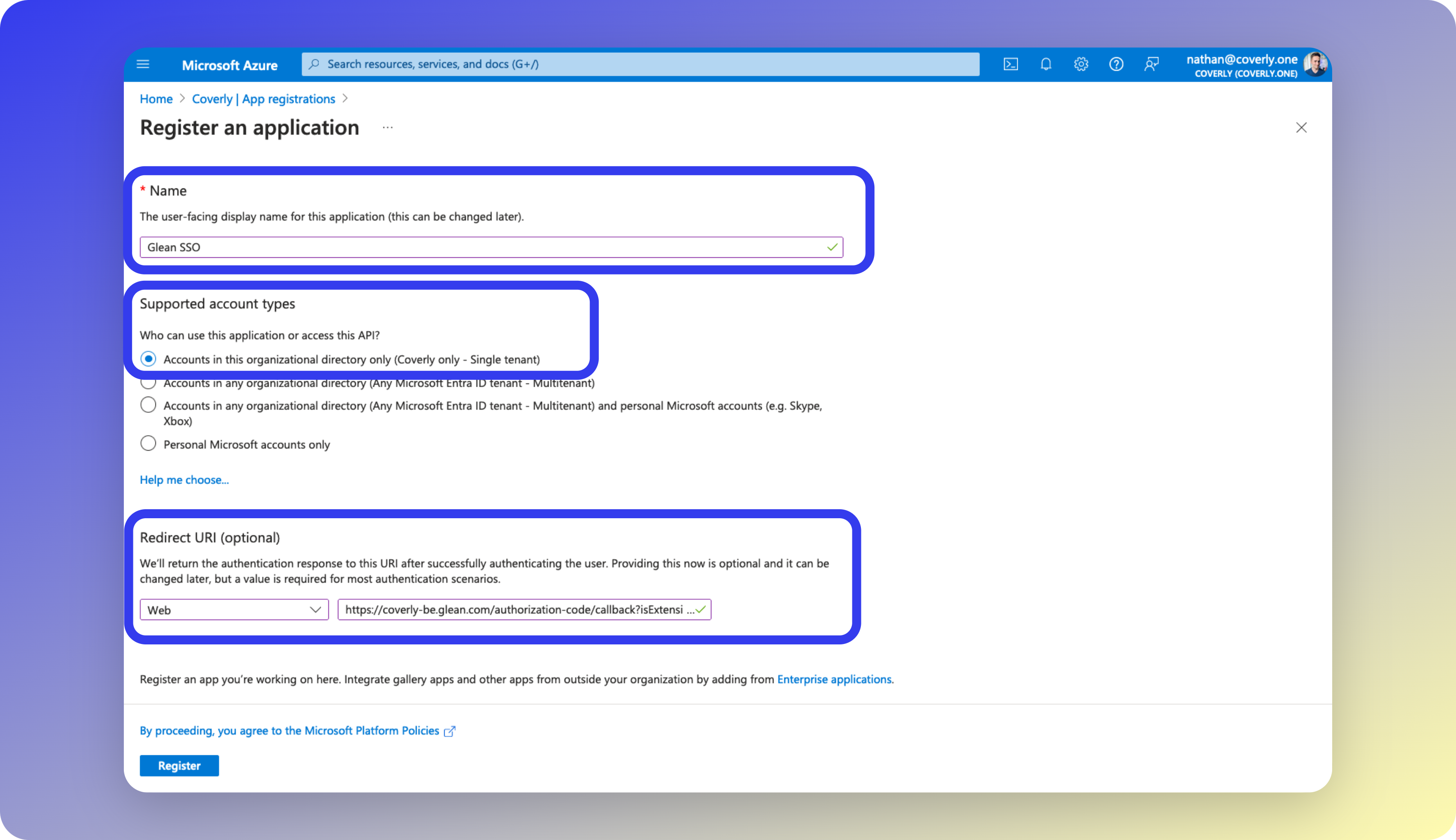 Register application