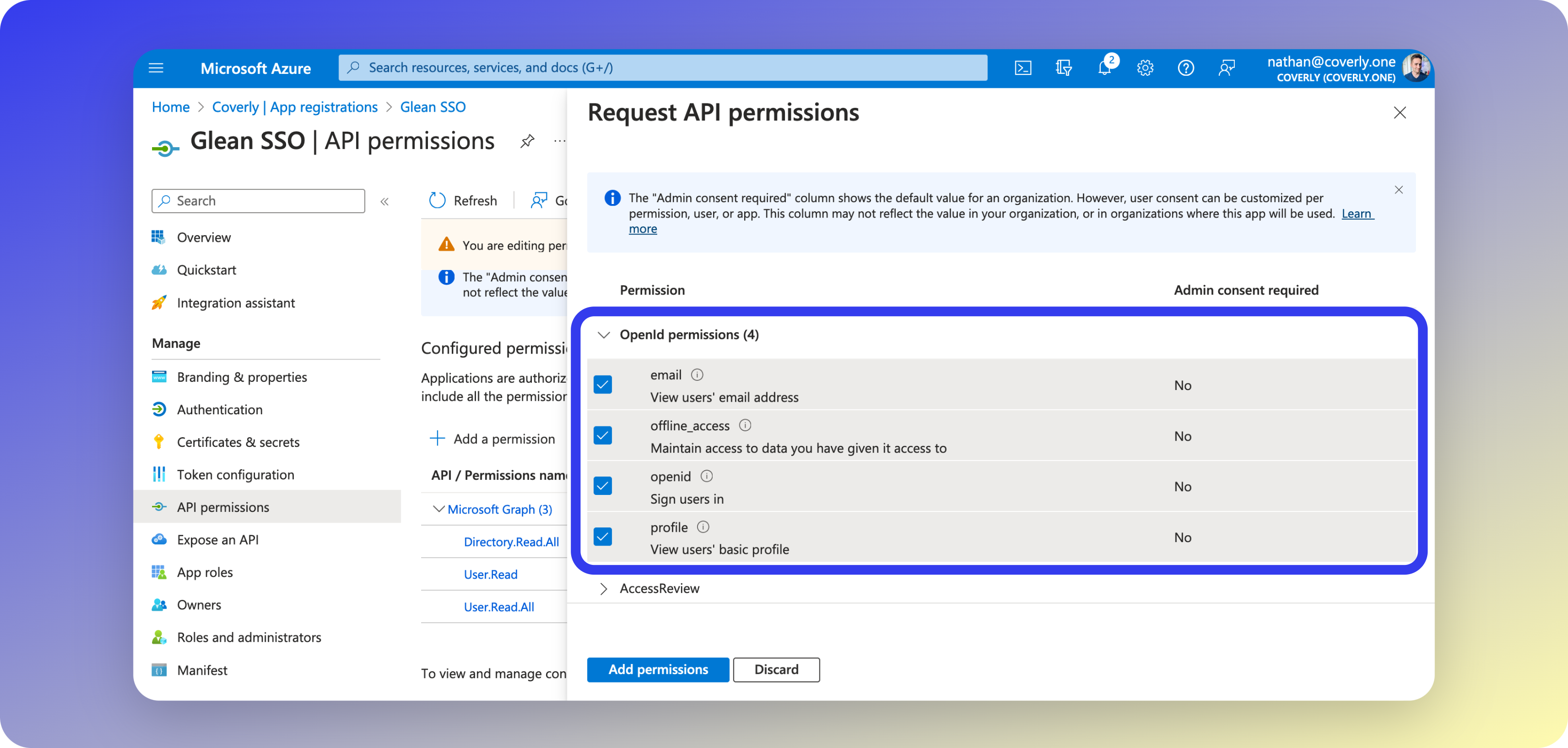 Delegated permissions