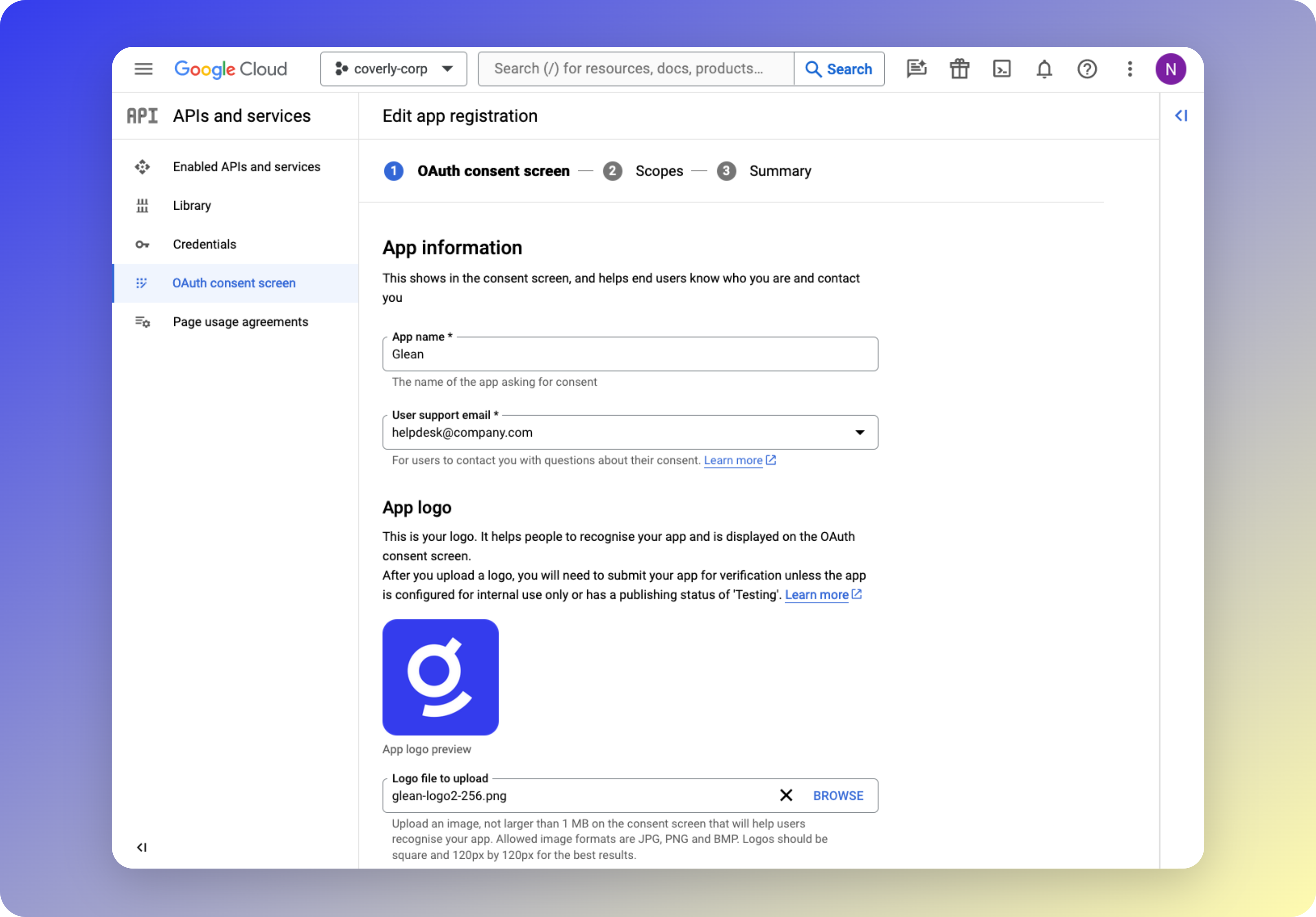 OAuth Consent Configuration 1