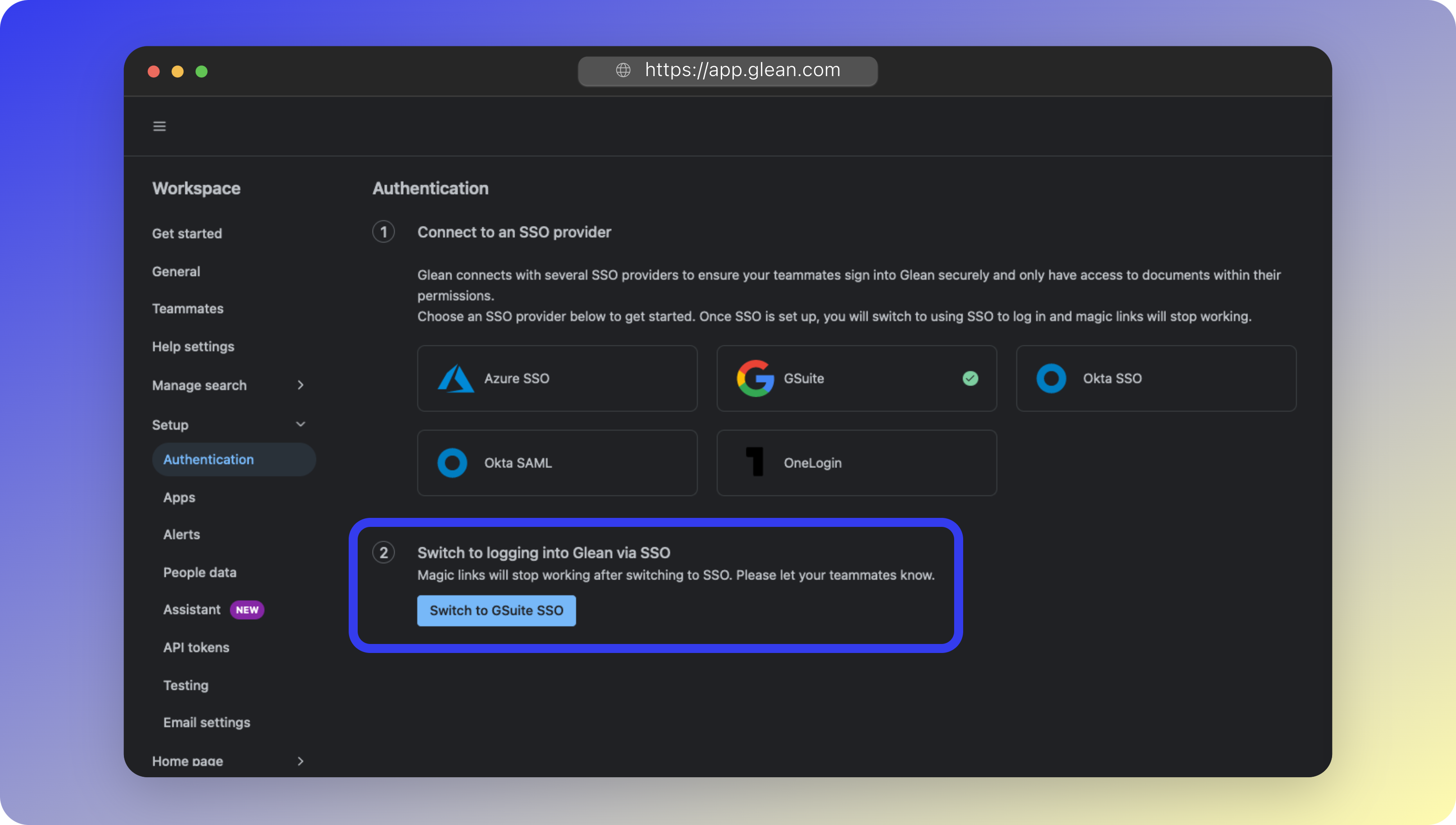 Switch to GSuite SSO